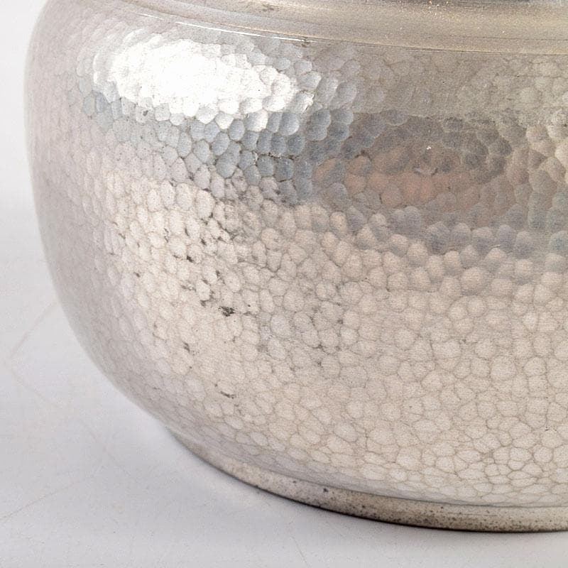 煎茶道具　継山造　本錫　鎚目　茶こぼし　建水　約242g　M　R4948