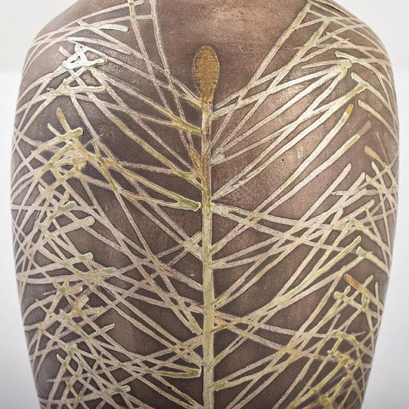 Yuki八世乾山山本如仙造　色絵乾山　茶入　銘「若松」共箱　M　R5129