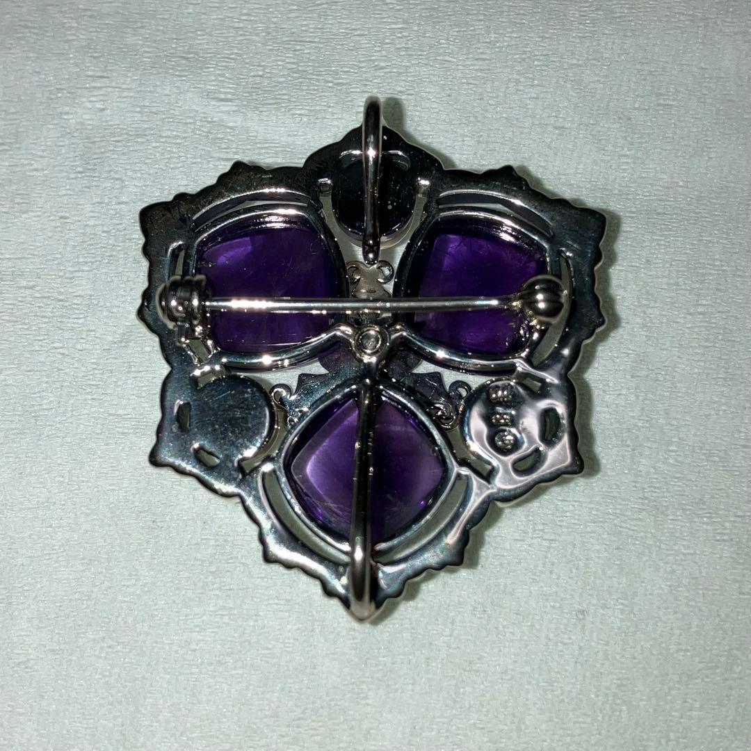 碌山　アメジストとパールのブローチ