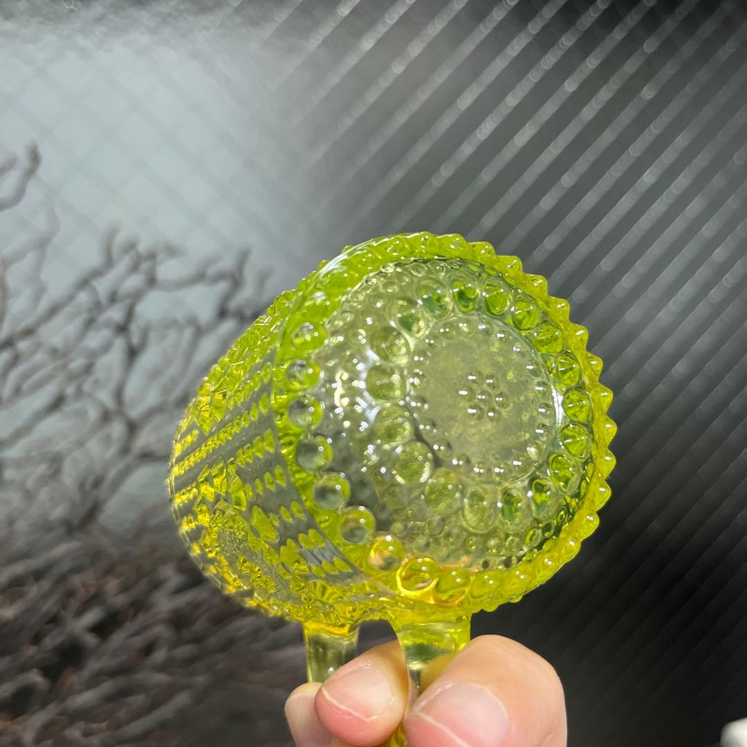 骨董　時代ガラス　フィンランド　グラッポニア マグカップ　ウランガラス１客④