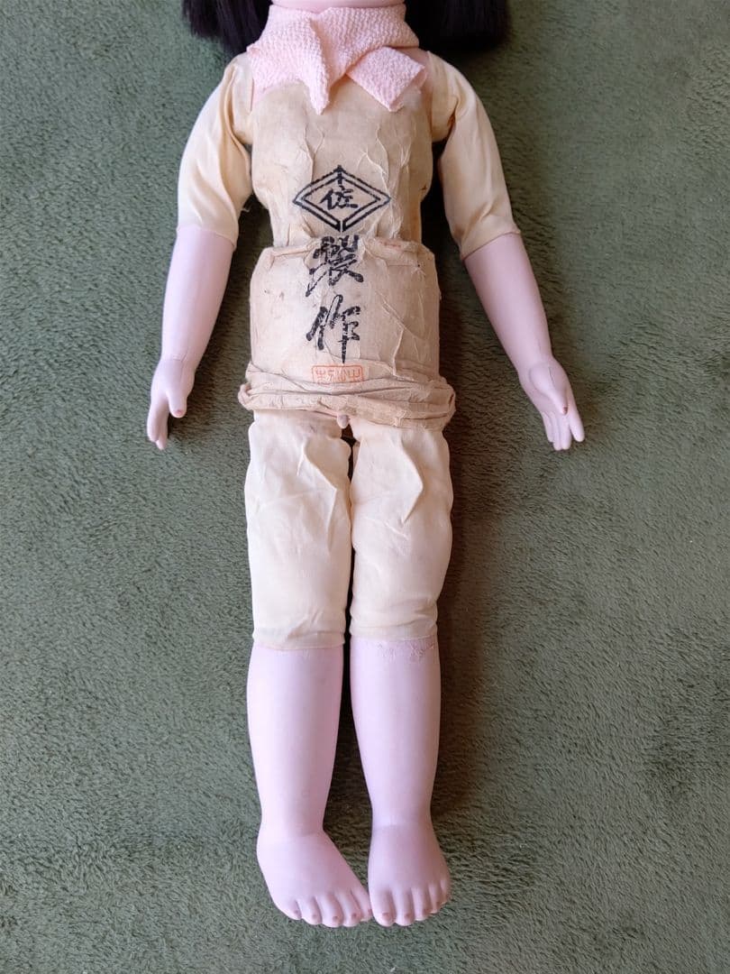 最終価格 大正期 修復済み 市松人形 在銘 約52㎝ 髪貼り替え 人毛 光龍斎系