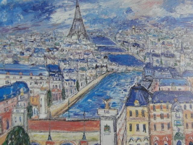 鈴木マサハル、【パリ展望】、希少な額装用画集より、厳選、新品額装