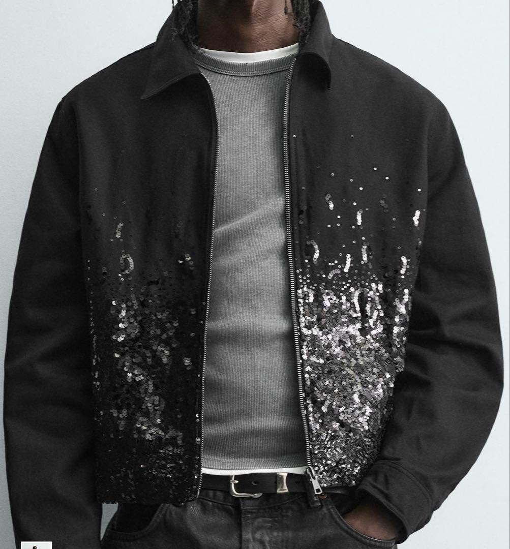 ZARA クロップドフィットスパンコールジャケット　ザラ