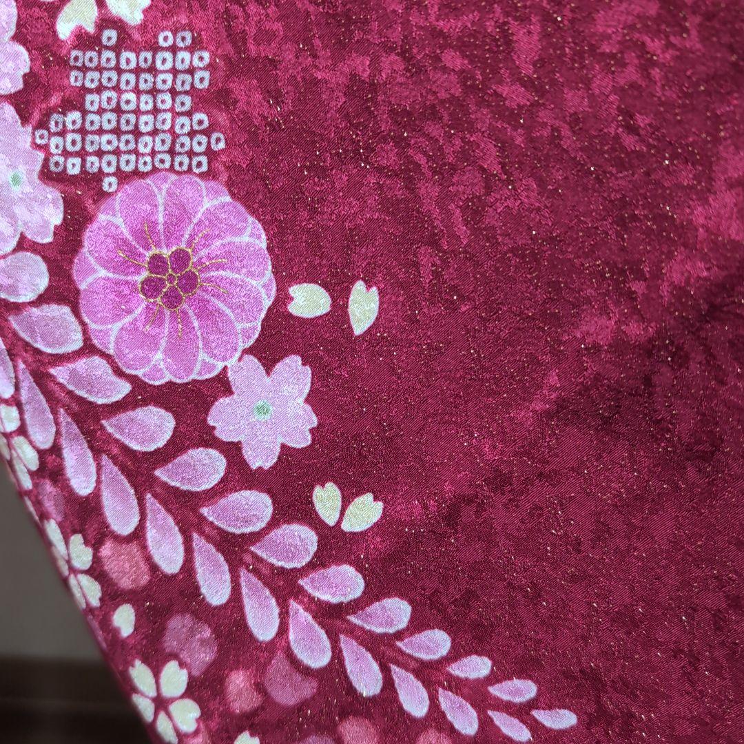 ★19日まで最終出品★美品成人式振り袖赤色 花柄 絹長襦袢付き