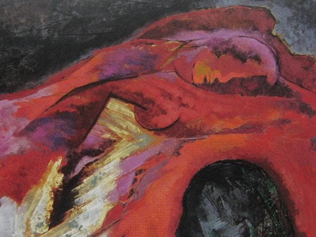 松本俊喬、【焔－943】、希少な額装用画集画、新品高級額 額装付、状態良好