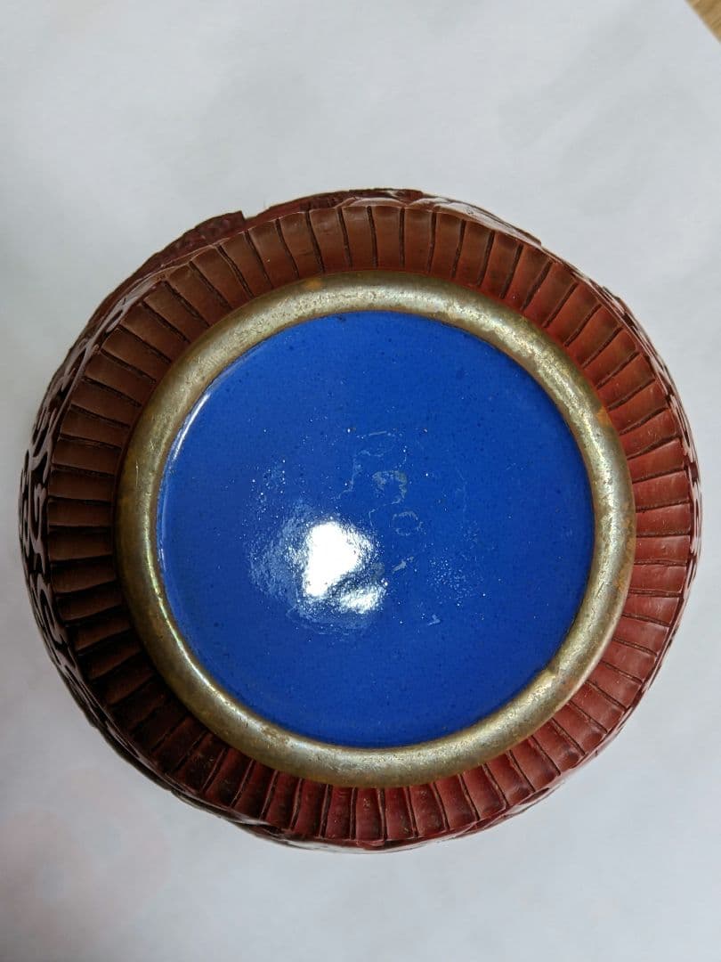 ♦中国 美術工芸品 堆朱 彫漆 楼閣山水図瓶 花瓶コレクション骨董品アンティーク