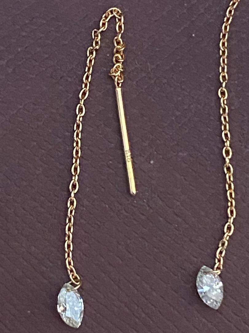 ROCCA チェーンピアス PGダイヤモンドK18 箱付き