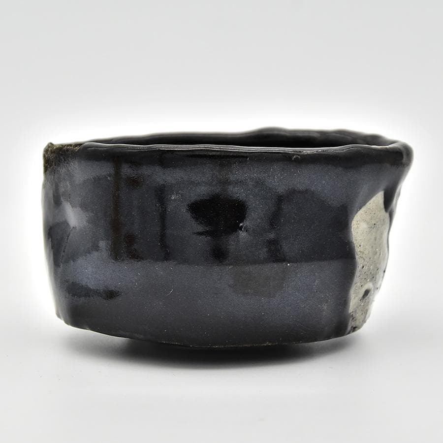 T 新品未使用 鯉江良二 茶碗 引出黒 共箱 共布 略歴 瀬戸黒 茶道具 抹茶椀