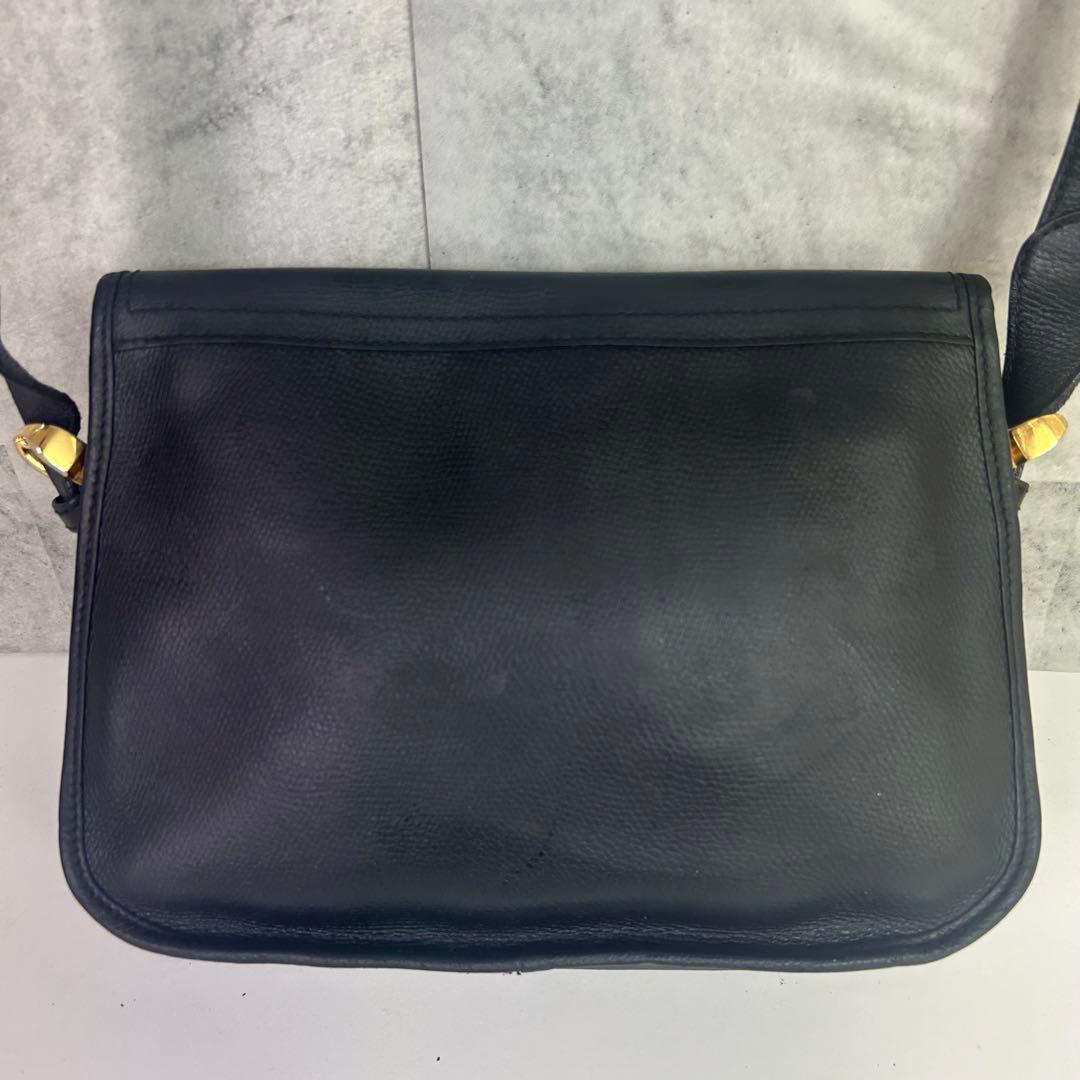 ロエベ ショルダーバッグ アナグラム ゴールド金具 本革 黒