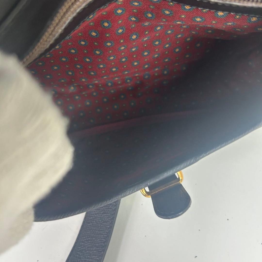 ロエベ ショルダーバッグ アナグラム ゴールド金具 本革 黒