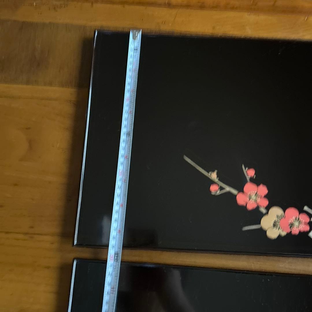 輪島塗り漆器 膳 梅の花 黒　2膳