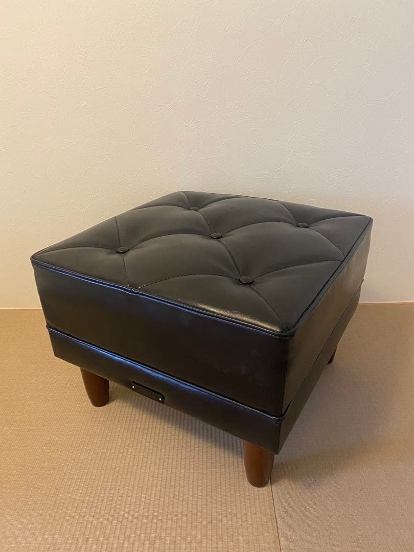 【美品】カリモク60 オットマン X36206BD ブラック 本革