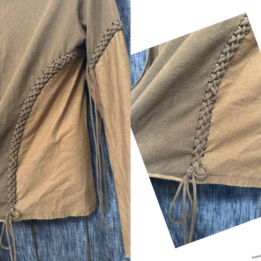 定価26400円 MASU 編み込みカットソー　レースアップ　Ｔシャツ