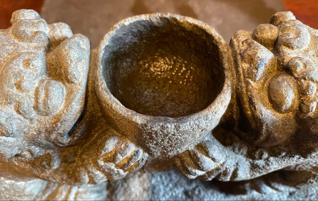 中国　石材彫刻　獅子・ヴィンテージ　レア ・観葉植物・一輪挿し・中国　台湾茶器