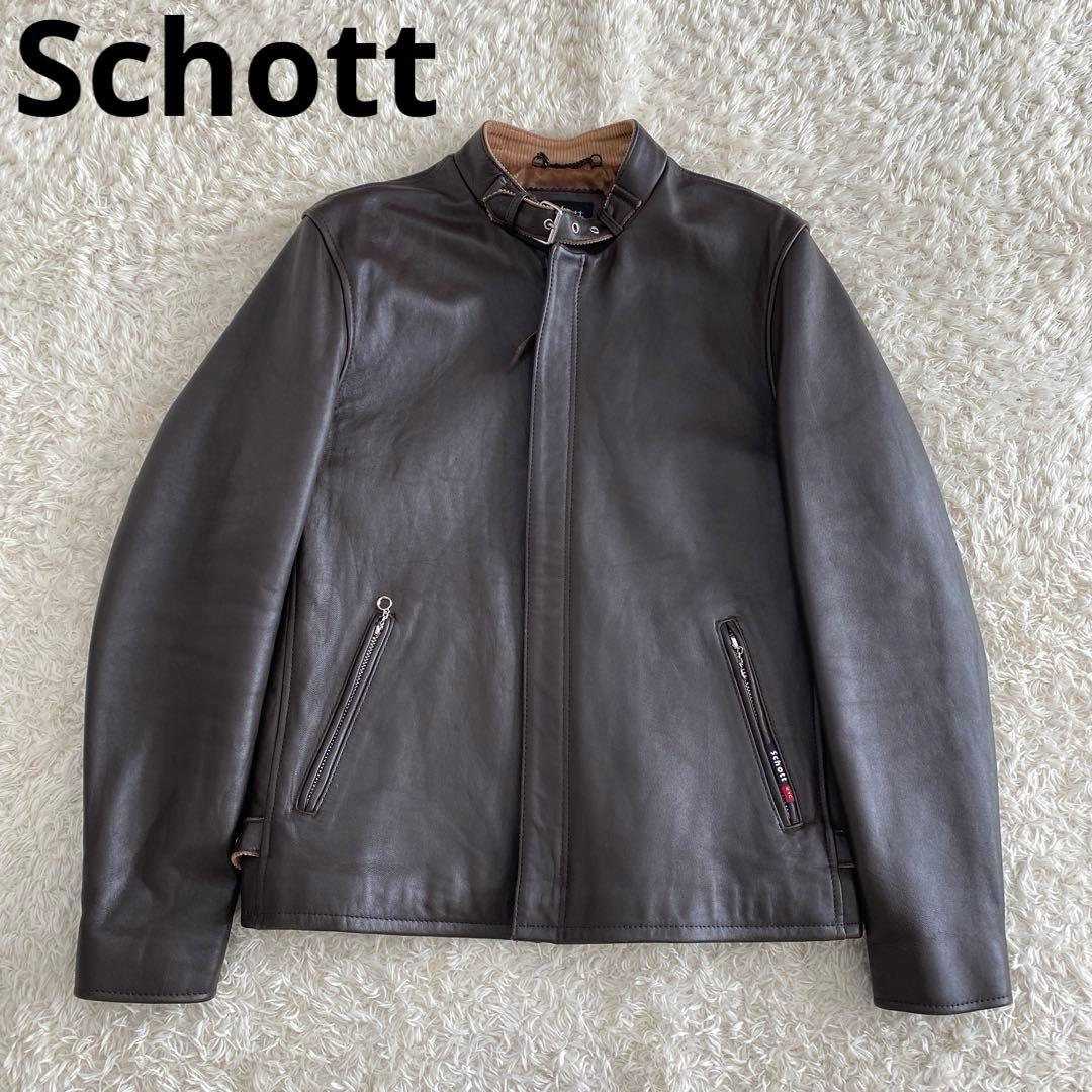 美品！Schott ソリッドクラシックレーサー シングルライダースジャケット