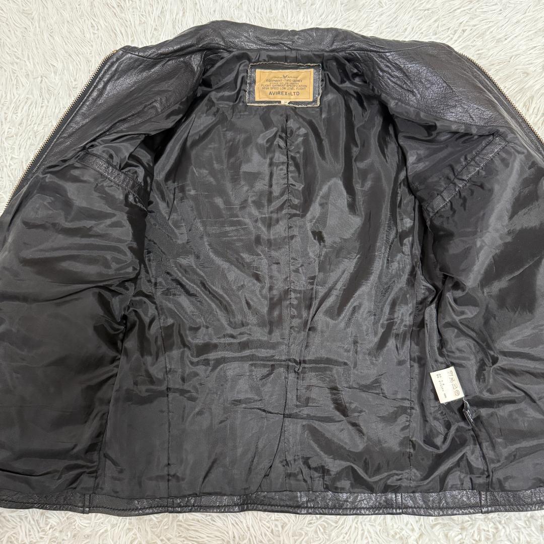 希少✨AVIREX 襟付き シングルライダースジャケット M ブラック レザー◎