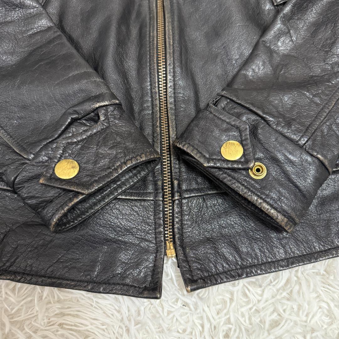 希少✨AVIREX 襟付き シングルライダースジャケット M ブラック レザー◎