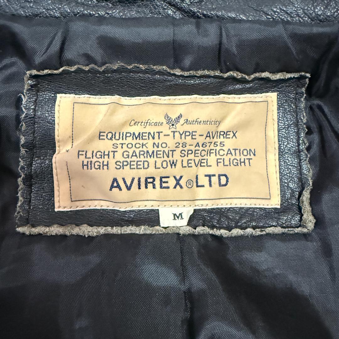 希少✨AVIREX 襟付き シングルライダースジャケット M ブラック レザー◎