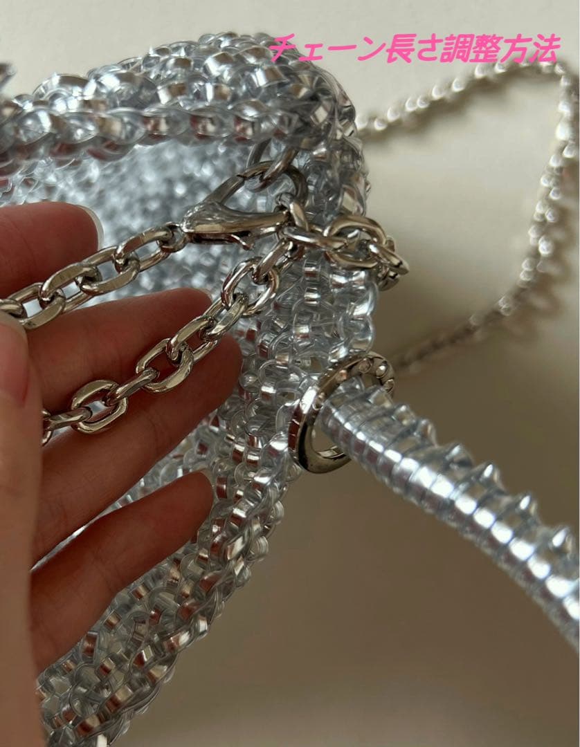 即日発送 ビーズ ワイヤーバッグ ショルダー 新品未使用 シルバー