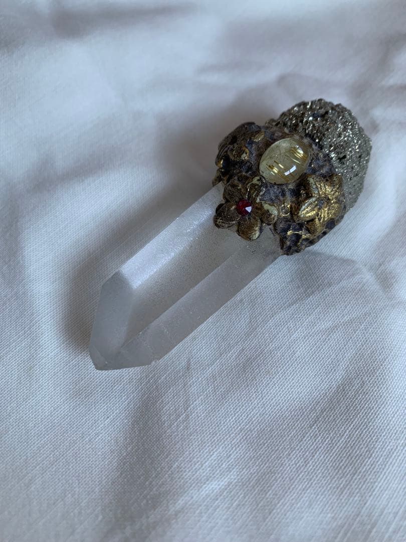 【天然石】アバンダンスワンド（レムリアンシード、ルチルクォーツ、パイライト）