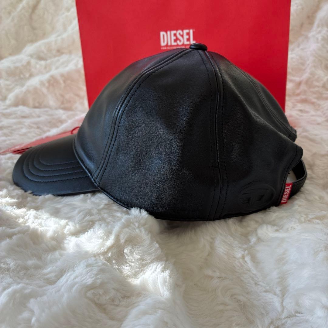 【新品未使用‼︎】DIESEL ブラック レザー ベースボールキャップ