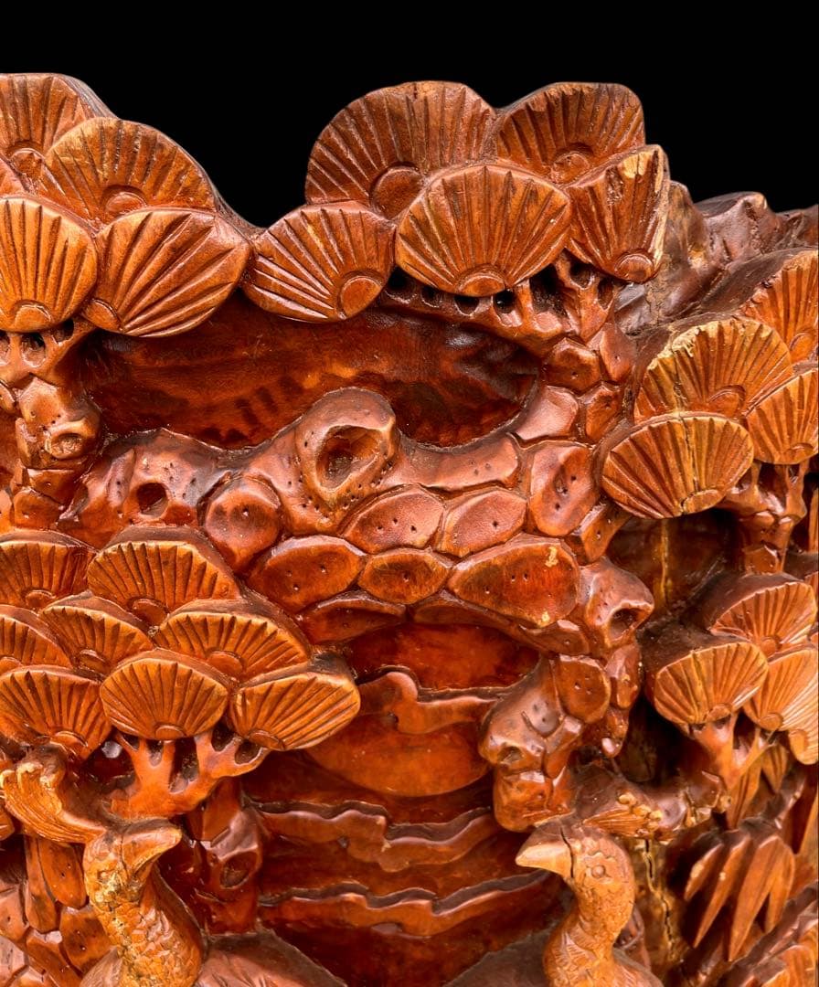 一刀彫⭐️アンティーク⭐️骨董⭐️衝立⭐️天然木⭐️孔雀⭐️重量物‼️‼️