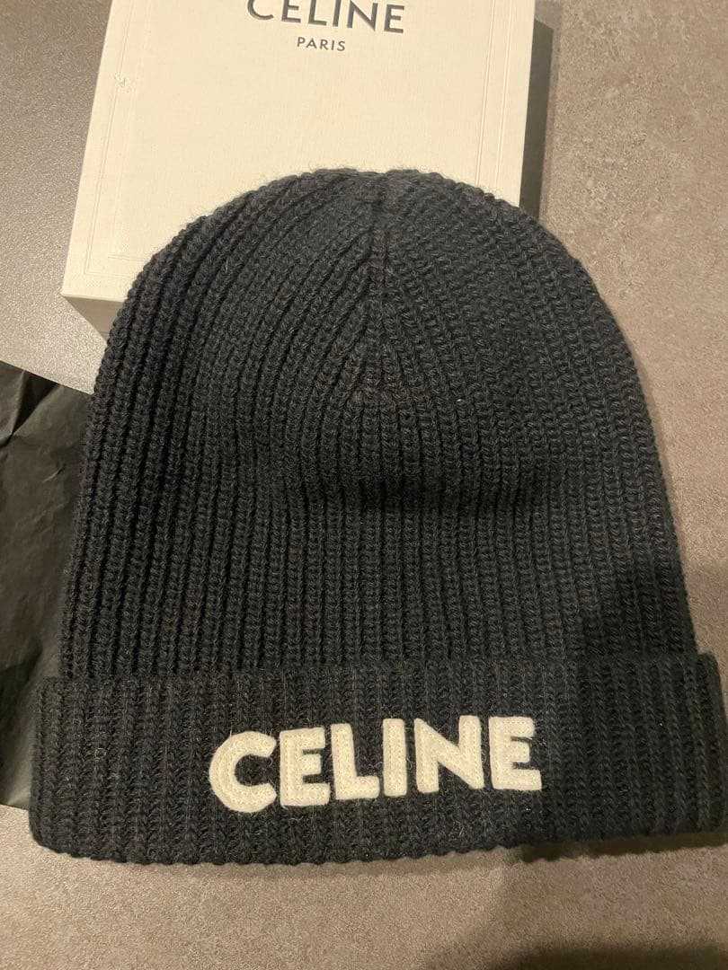 あ　CELINE 黒 ニット帽 TU