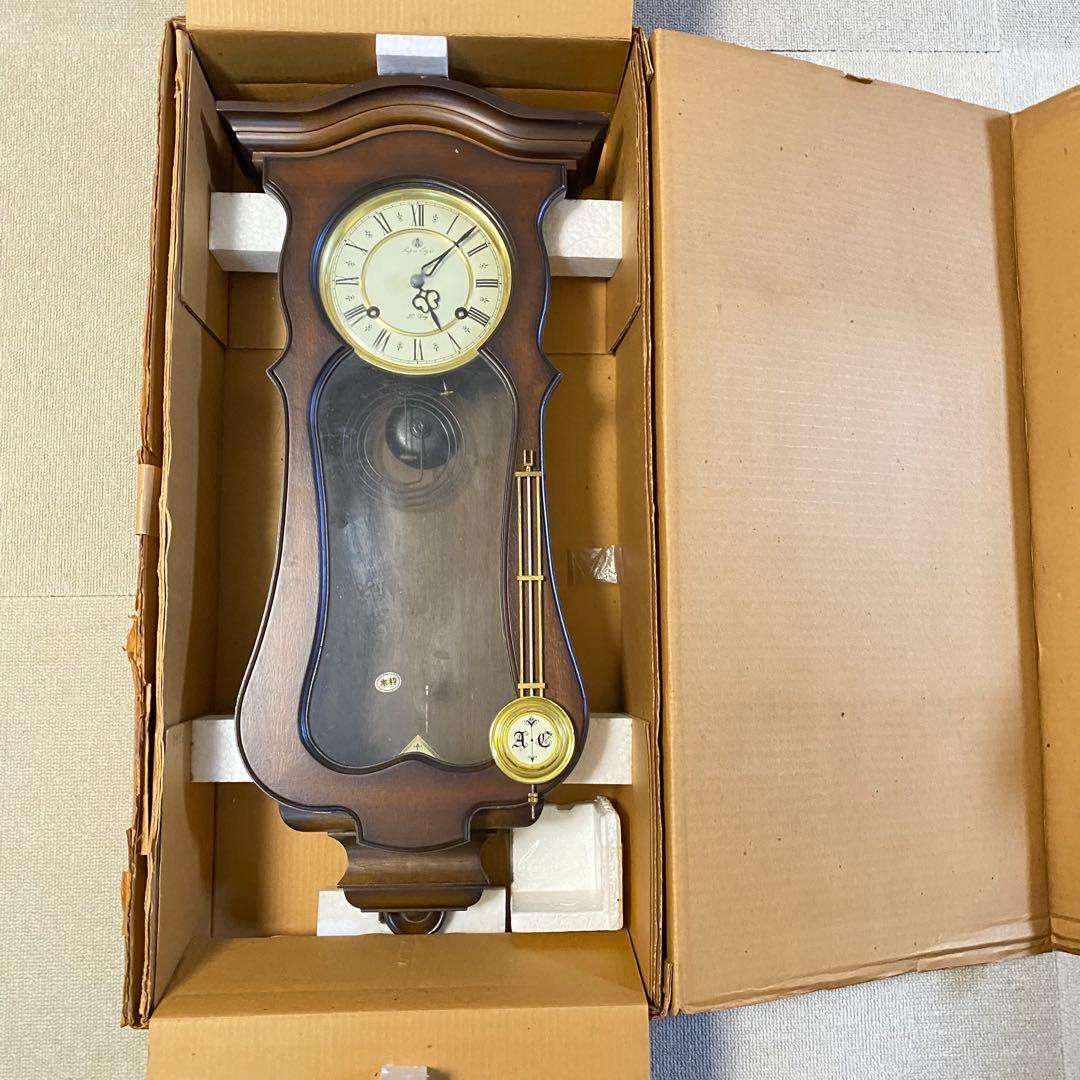 愛知時計製 壁掛け時計 木製 振り子時計 クラシック レトロ 箱付き