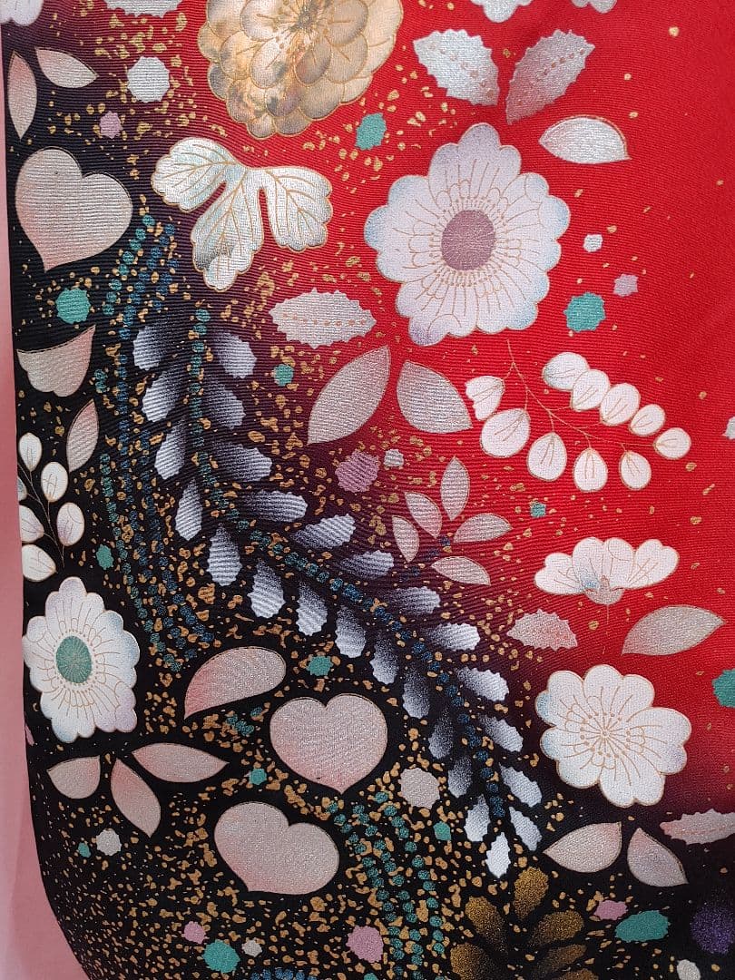 豪華　成人式　振袖　袋帯　帯揚げ 帯締め　赤/黒/ゴールド