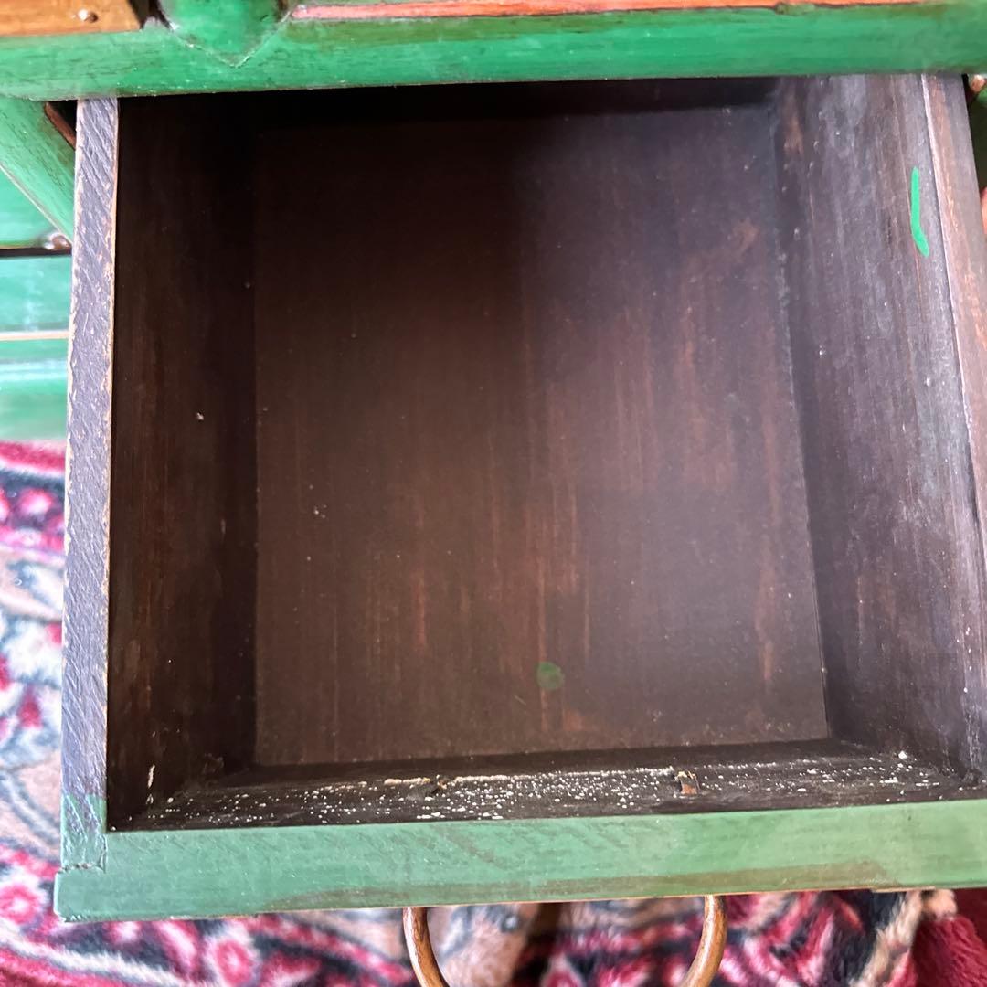 階段型木製タンス グリーン