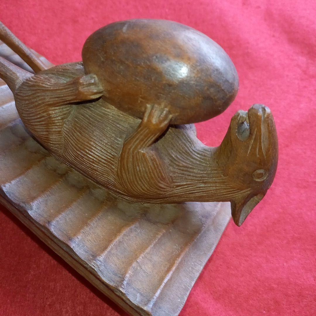 鼠　ネズミ　ねずみ　木彫り　骨董　オブジェ　天然木　古民藝　彫刻　一刀彫