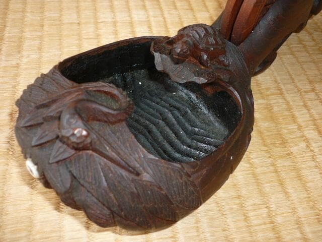 未使用 美品 1960年代◆新潟 三条の匠 『壺静』作 上鶴亀 墨壺 名木ケヤキ