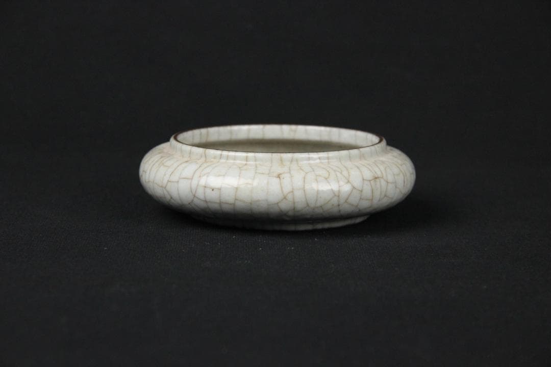 中国古美術 唐物　時代物 清朝期 哥釉 水盂 文房具 陶磁器 NX23-2