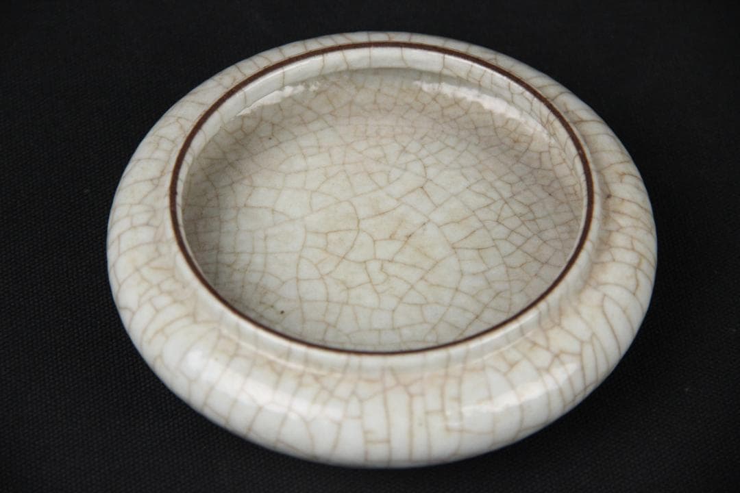 中国古美術 唐物　時代物 清朝期 哥釉 水盂 文房具 陶磁器 NX23-2