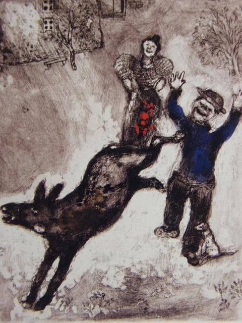 シャガール、『ラ・フォンテーヌ４』、希少な画集より、新品高級