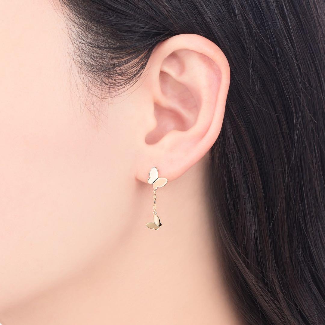 【美品】TSUTSUMI 10金 YG 蝶モチーフ ピアス