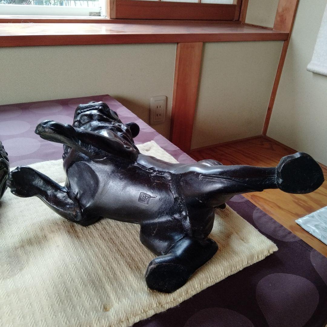 【魔除け金属製玉獅子】在銘吉祥瑞獣縁起物風水置物古くから邪気払い福呼よせ運気上げ