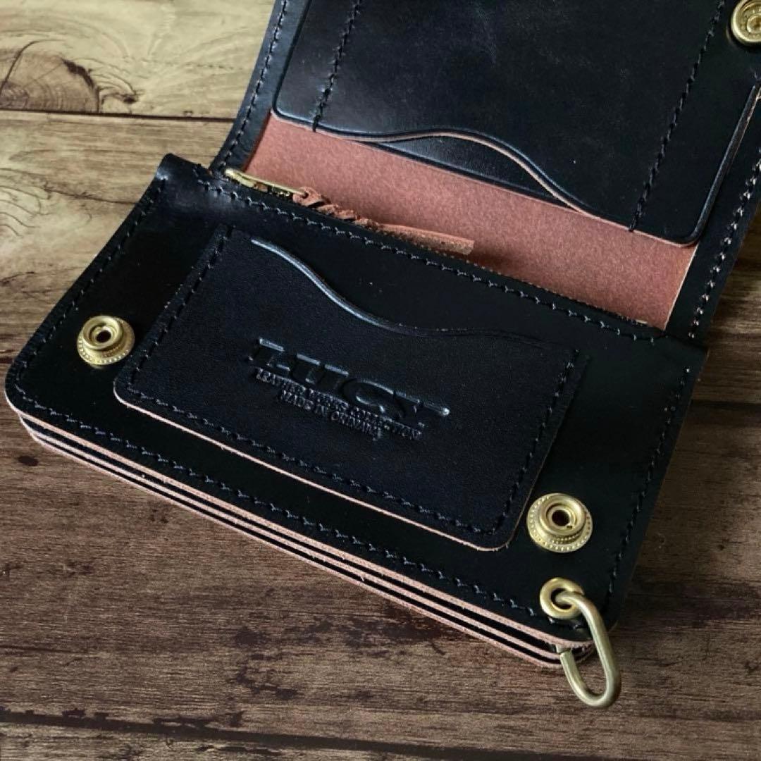 【hero】ミドルトラッカーウォレット 茶芯ブラック【お札を折らずに収納】