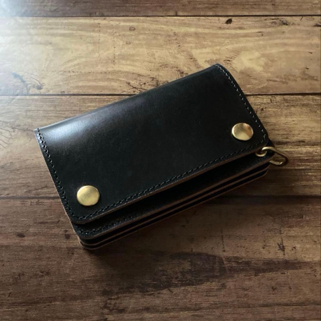 【hero】ミドルトラッカーウォレット 茶芯ブラック【お札を折らずに収納】