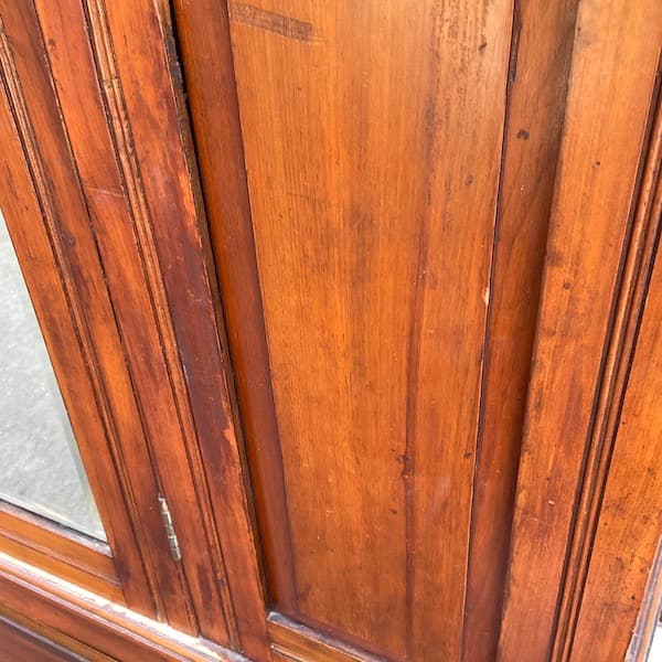 アンティーク　ミラー付きキャビネット　タンス　ワードローブ　大型　本棚