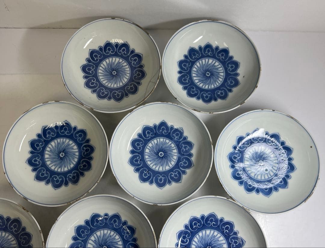 中国清時代　雅在銘　古染付青花鉢10客　木箱付　東Y7-0821⭐︎2Fトコエ