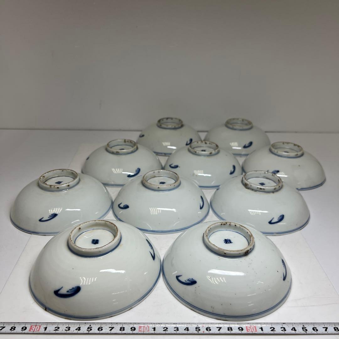 中国清時代　雅在銘　古染付青花鉢10客　木箱付　東Y7-0821⭐︎2Fトコエ