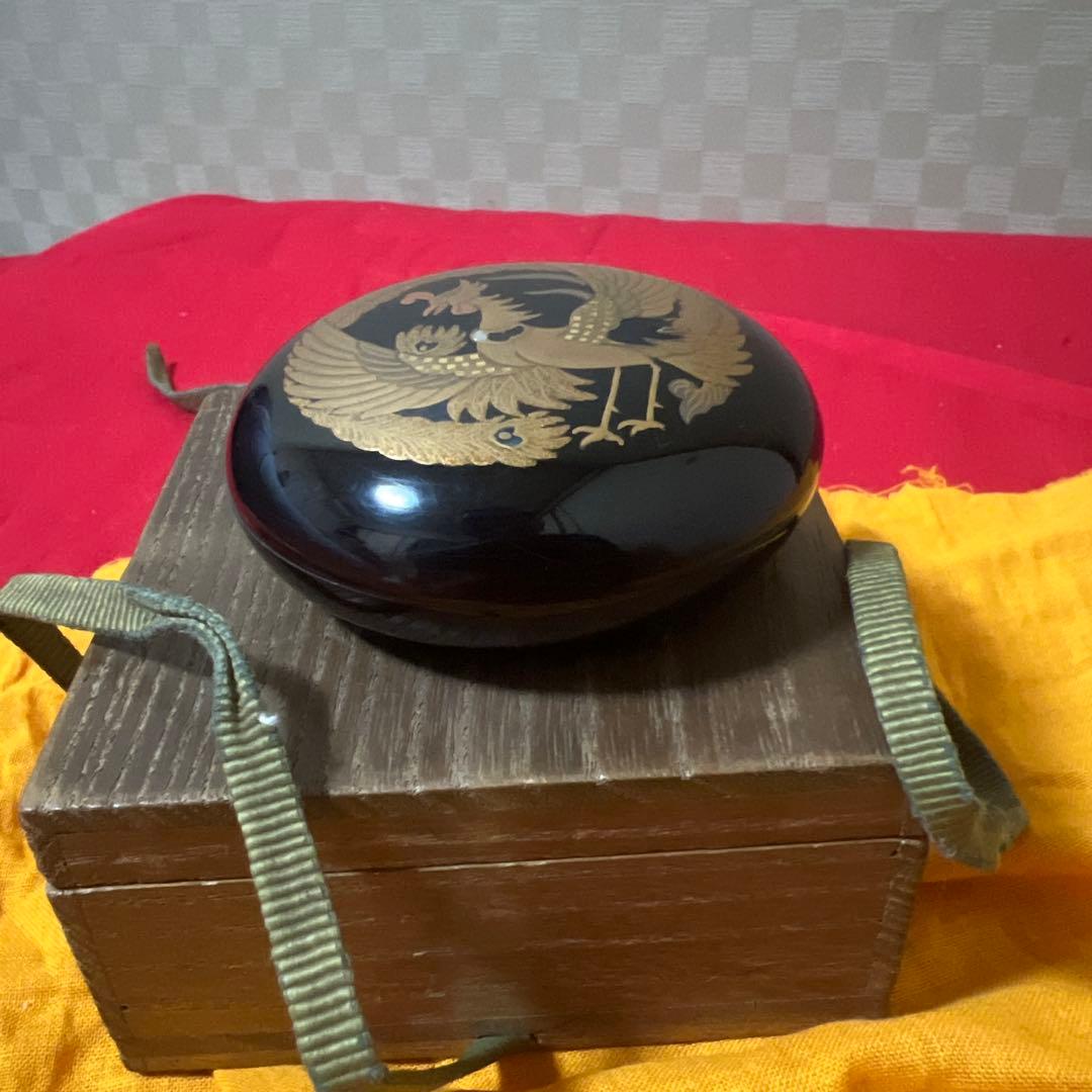 茶道具　明治時代古美術　鳳凰高蒔絵香合　時代箱