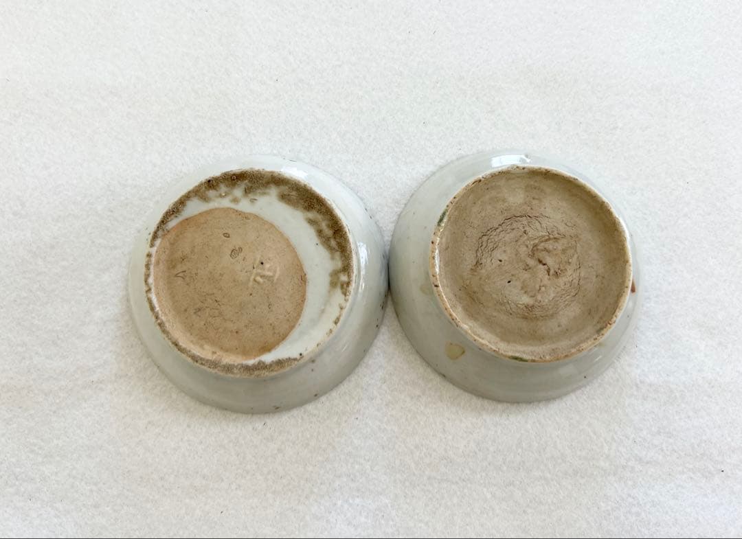 南京赤絵 中国古美術 豆皿2客セット 小皿 唐物 呉須赤絵