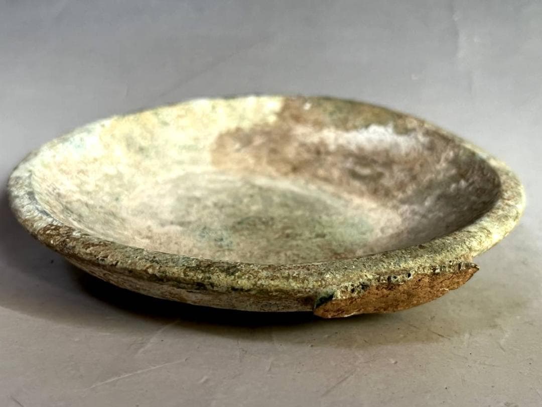 須恵器■古い時代物皿 土器 発掘皿 引っ付き痕 古玩 古美術 時代物 骨董品■