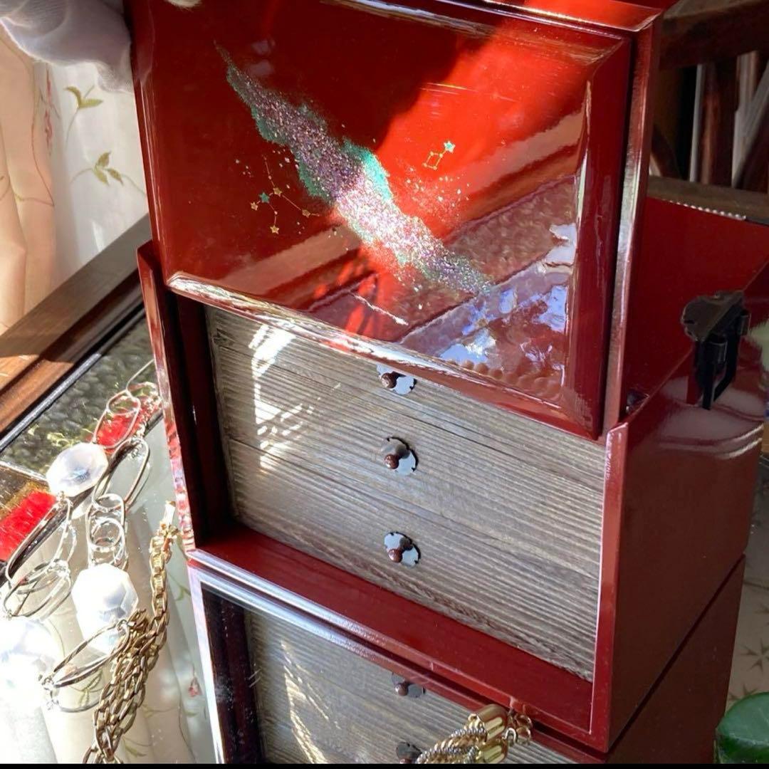 2172様感謝‼️JAPAN輪島螺鈿蒔絵「銀河-翠と紅」器局形宝石箱2点箱入