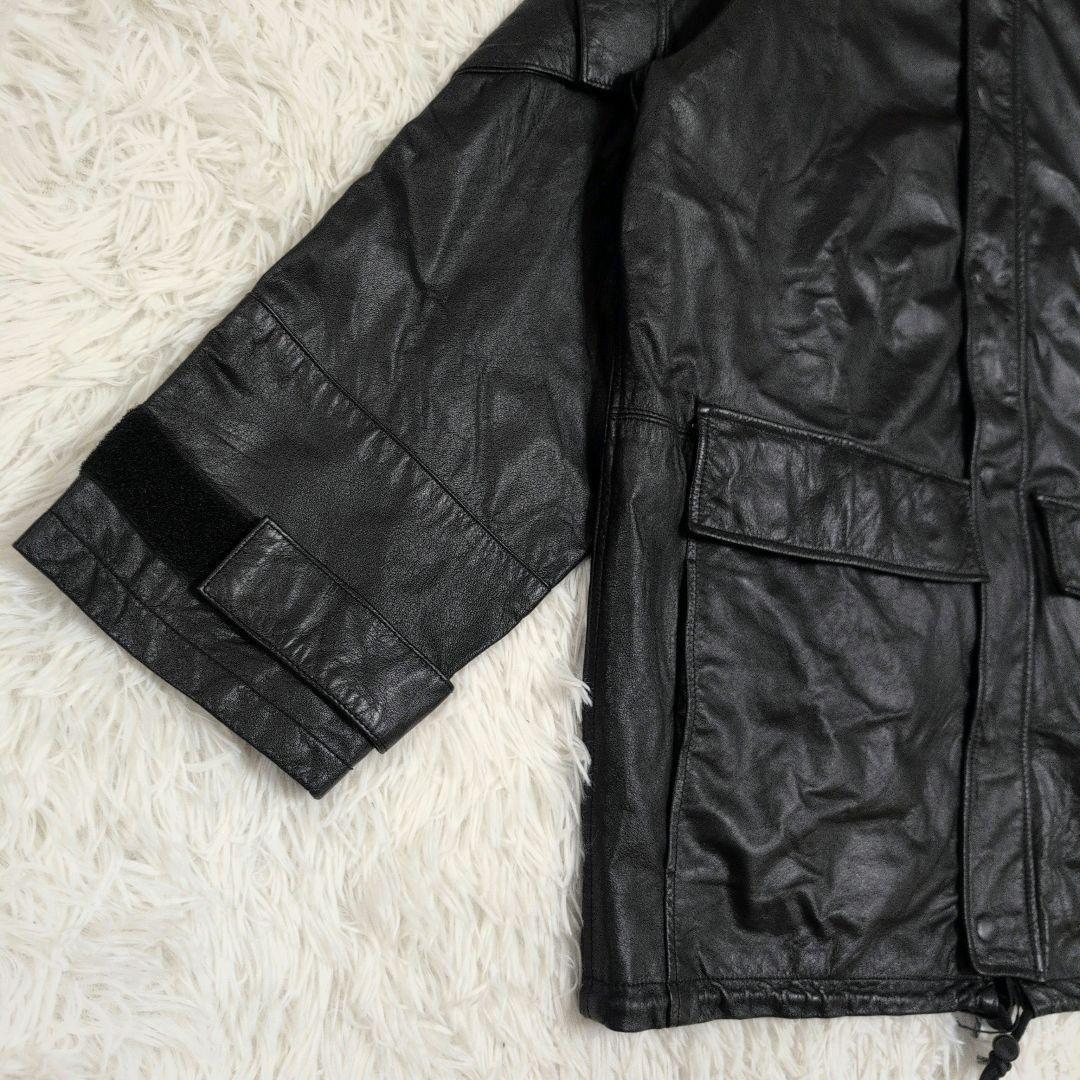 極美品✨️AVIREX レザージャケット フード付き 2way 牛革 ブラック