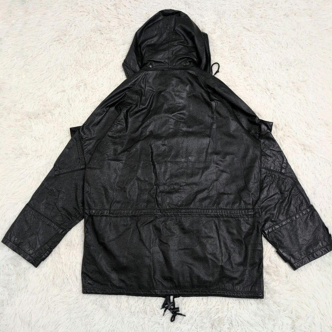 極美品✨️AVIREX レザージャケット フード付き 2way 牛革 ブラック
