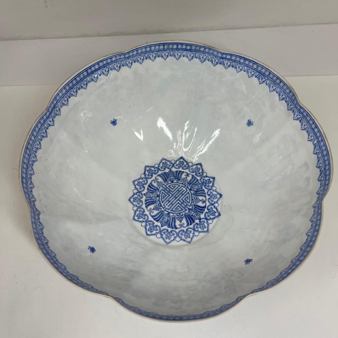 中国清時代　乾隆年製　白磁胎人物画　大鉢　27.2㎝　東さ7-0525④