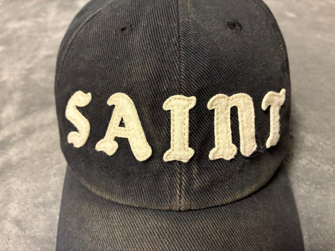 SAINT MICHAEL 6PANEL CAP LACERATING ブラック